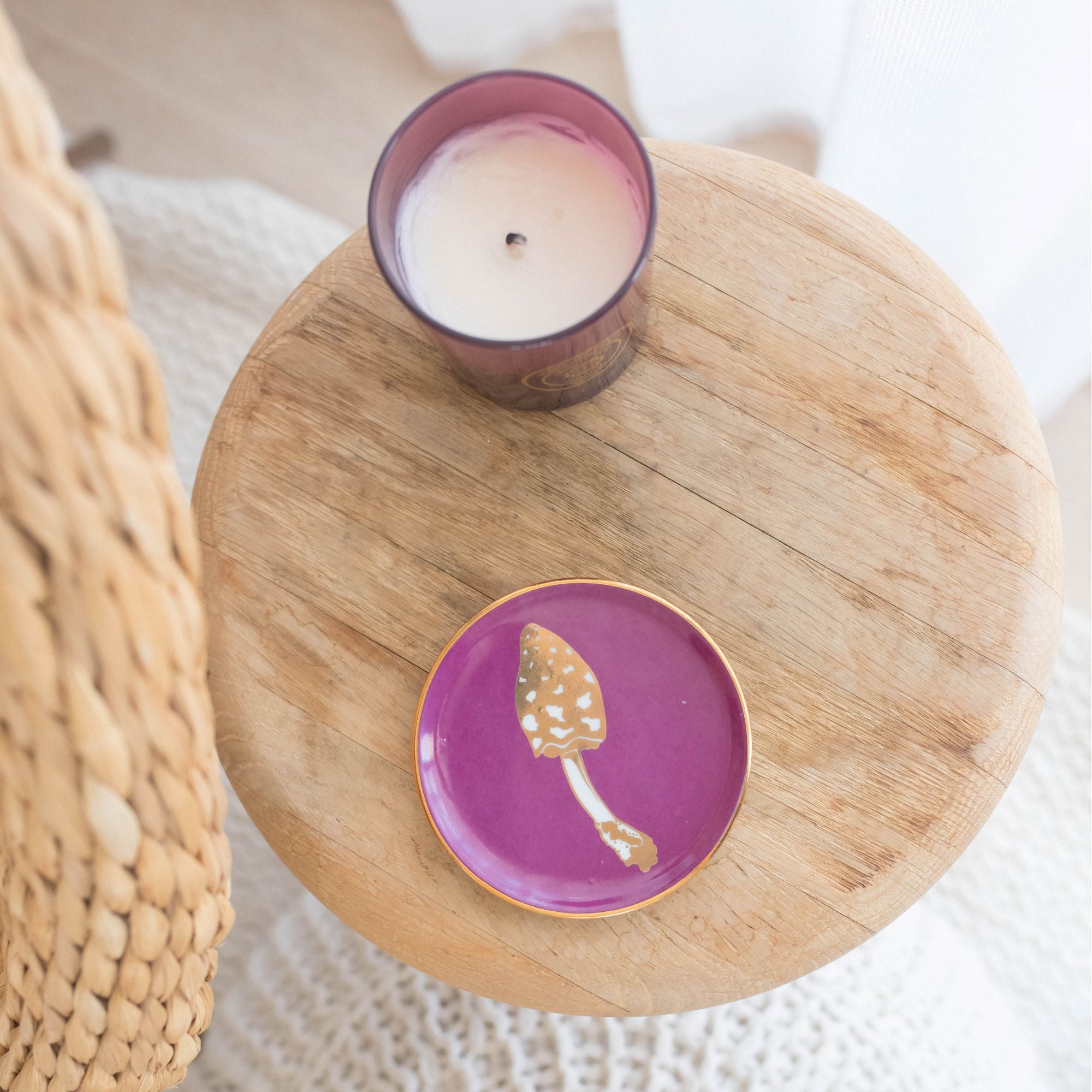 Prato Porcelana Purpura Cogumelo Dourado - Fancy