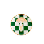 Prato Porcelana Xadrez Verde Cogumelo Dourado - Fancy