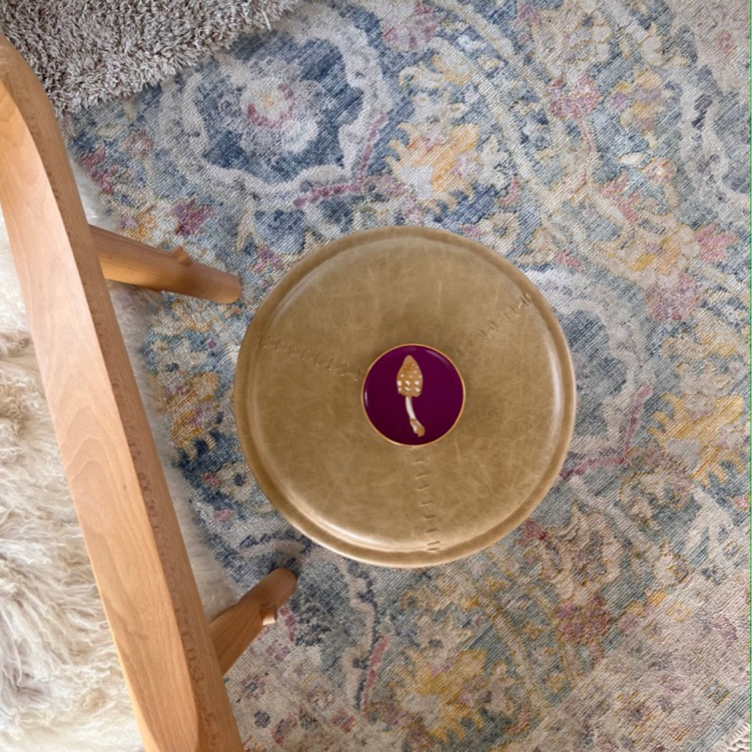 Prato Porcelana Purpura Cogumelo Dourado - Fancy