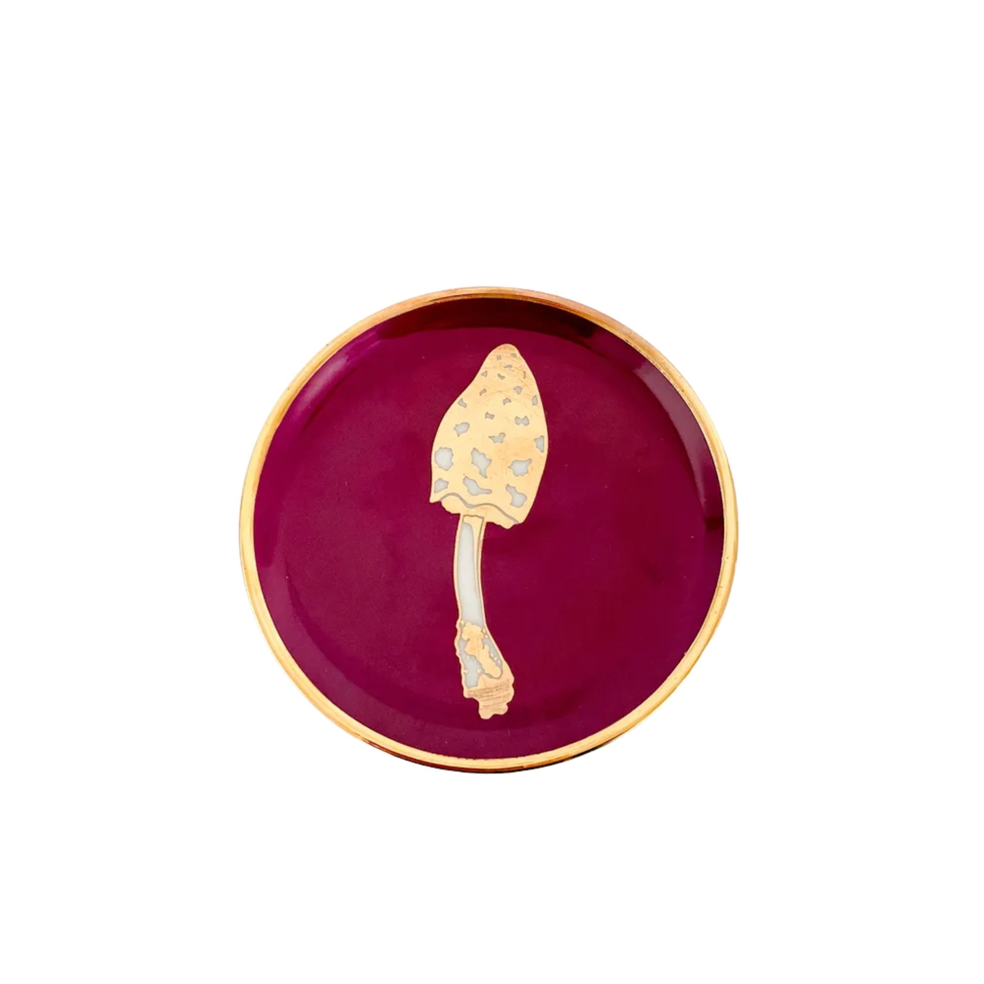 Prato Porcelana Purpura Cogumelo Dourado - Fancy
