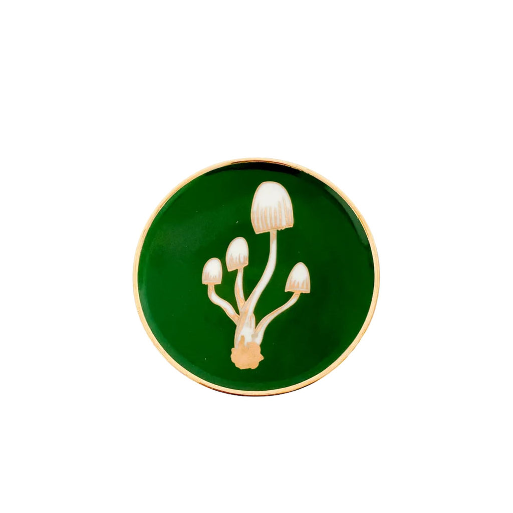 Prato Porcelana Verde Cogumelo Dourado - Fancy