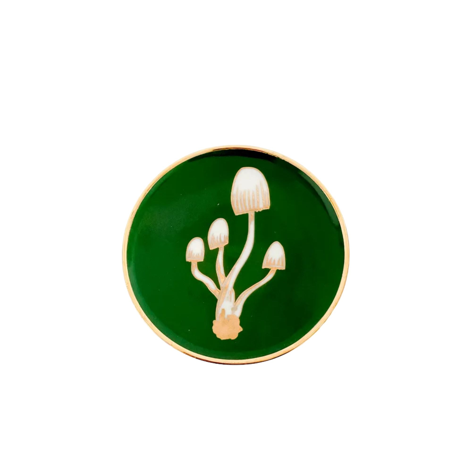 Prato Porcelana Verde Cogumelo Dourado - Fancy