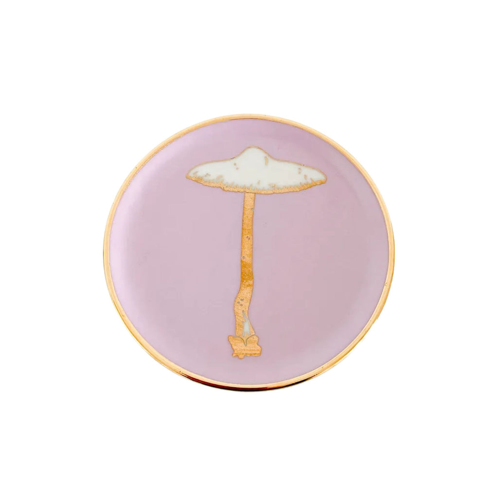 Prato Porcelana Rosa Candy Cogumelo Dourado - Candy
