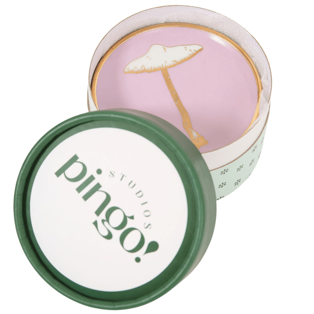 Prato Porcelana Rosa Candy Cogumelo Dourado - Candy