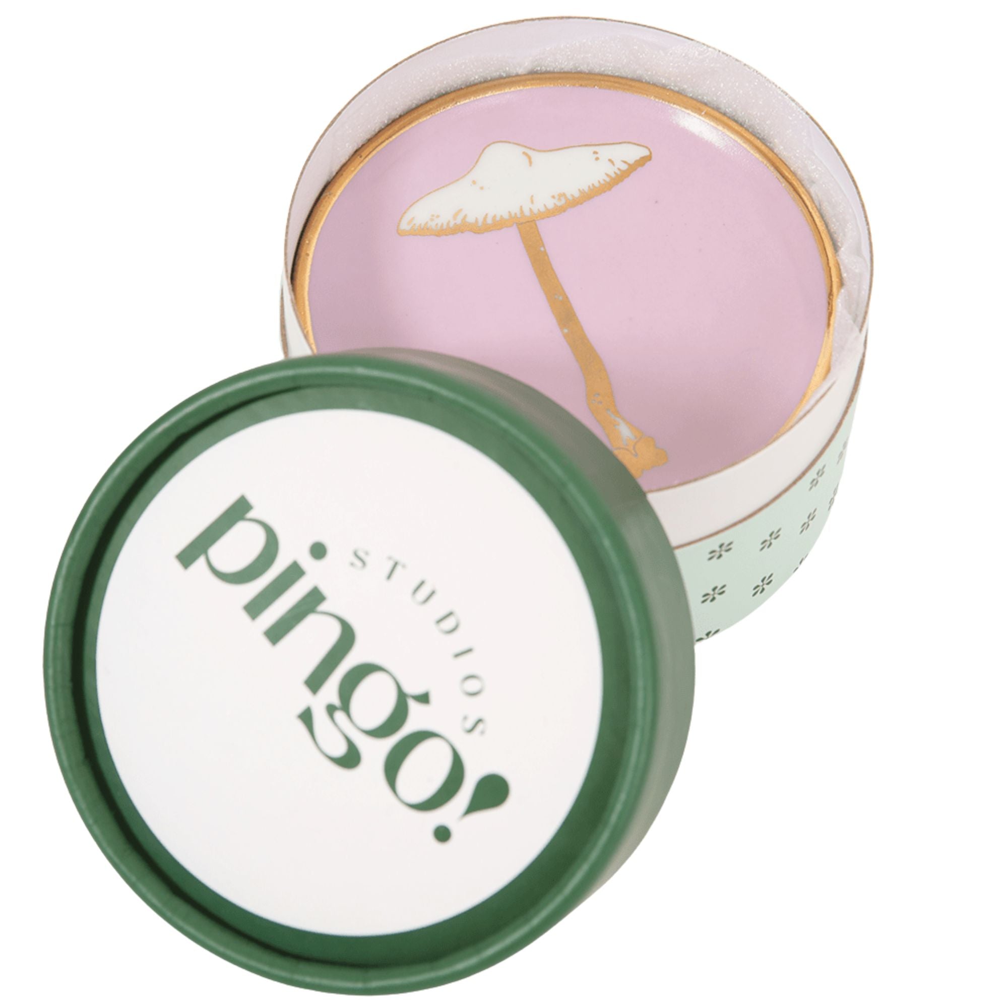 Prato Porcelana Rosa Candy Cogumelo Dourado - Candy