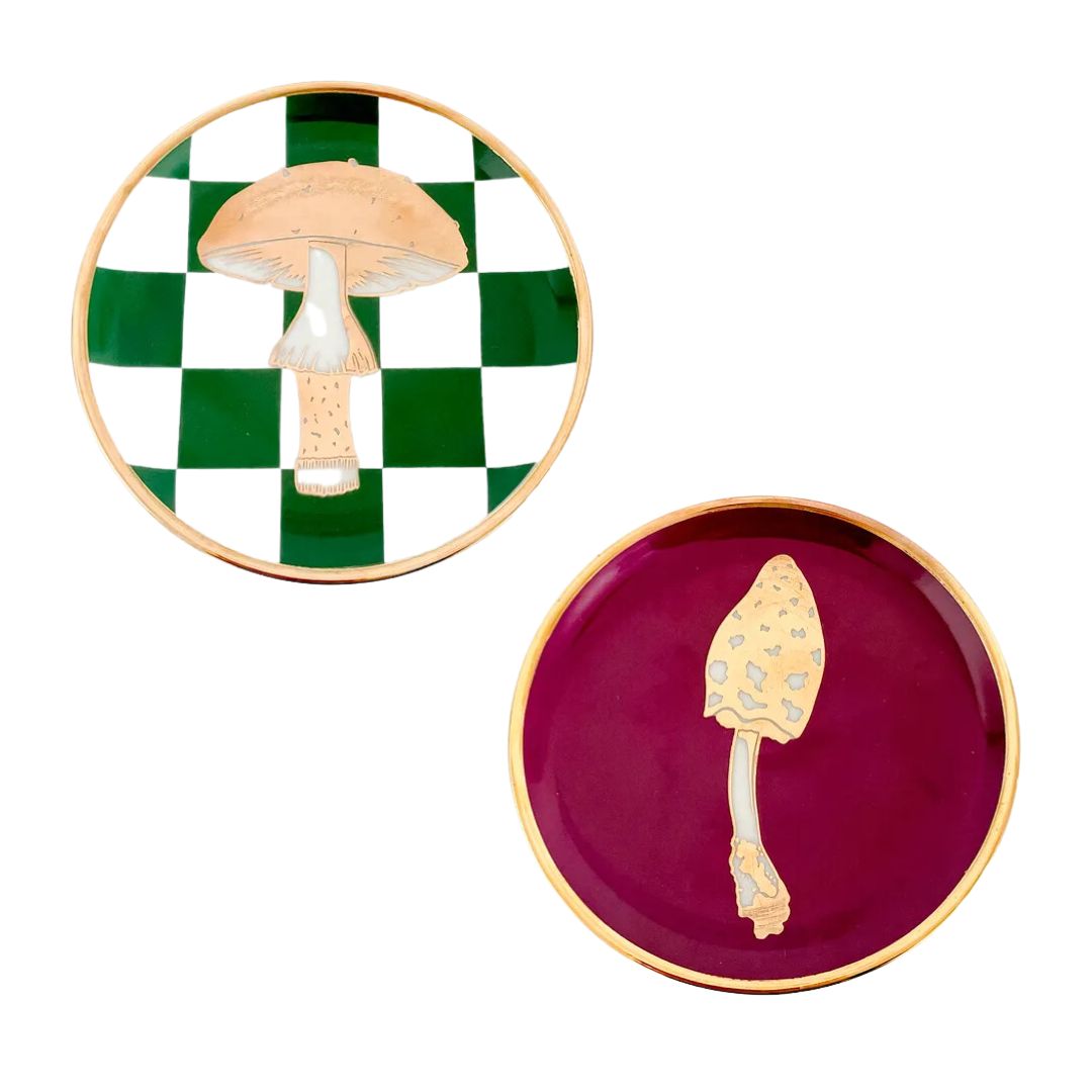 Dupla Porcelanas Verde Quadriculado e Roxo