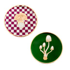 Dupla Porcelanas Verde e Roxo Quadriculado